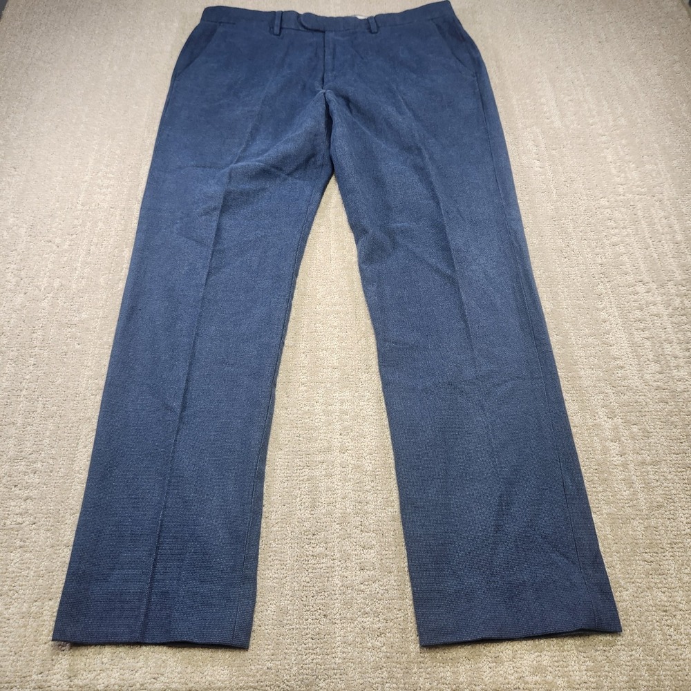 J Crew Pants Men 34x32 Blue Bowery Slim Fit Brushed Twill High Rise Trouser READ
